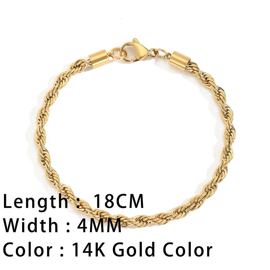 SUNIBI Classic Snake Chain Bracelets for Women Trend Gold Plated