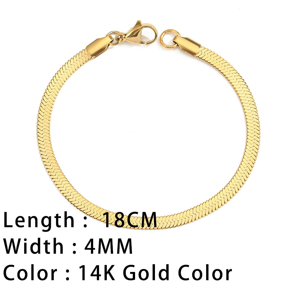 SUNIBI Classic Snake Chain Bracelets for Women Trend Gold Plated