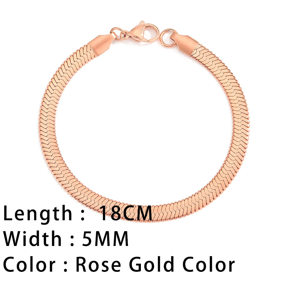 SUNIBI Classic Snake Chain Bracelets for Women Trend Gold Plated