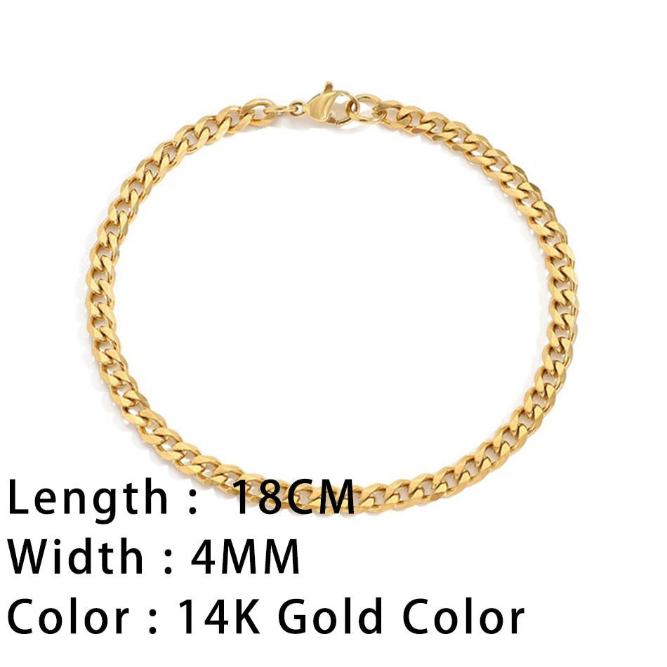 SUNIBI Classic Snake Chain Bracelets for Women Trend Gold Plated