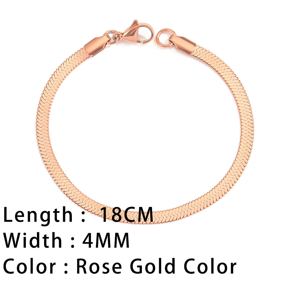 SUNIBI Classic Snake Chain Bracelets for Women Trend Gold Plated