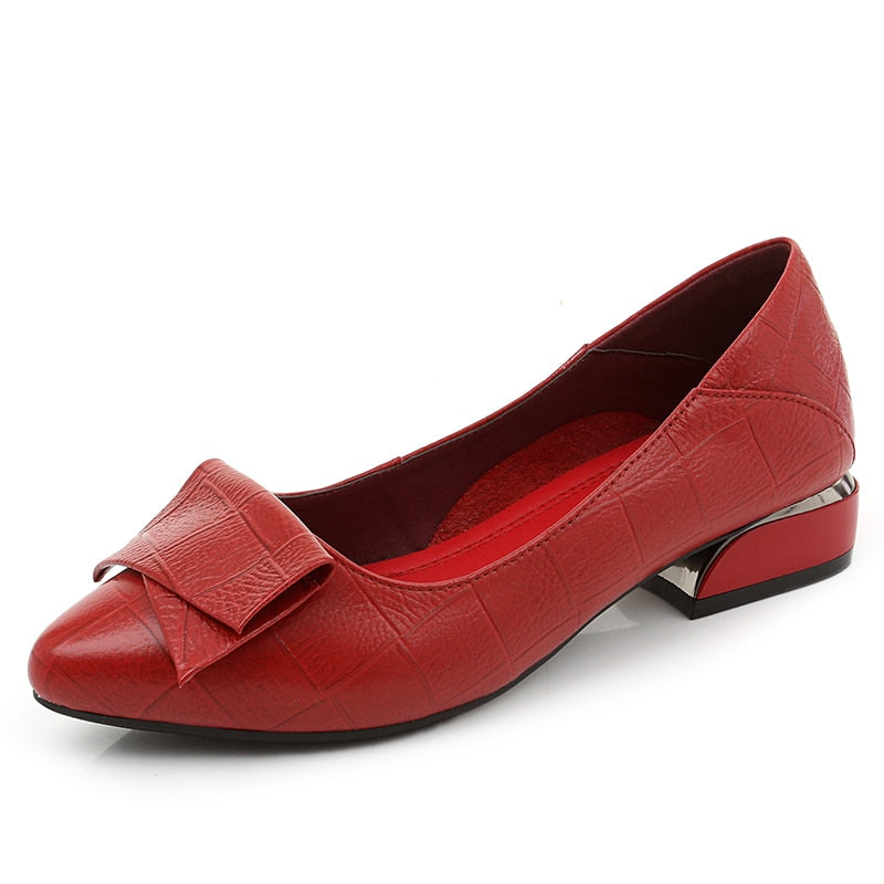 GKTINOO Brand Shoes Thick Heel Ladies Pumps Genuine Leather