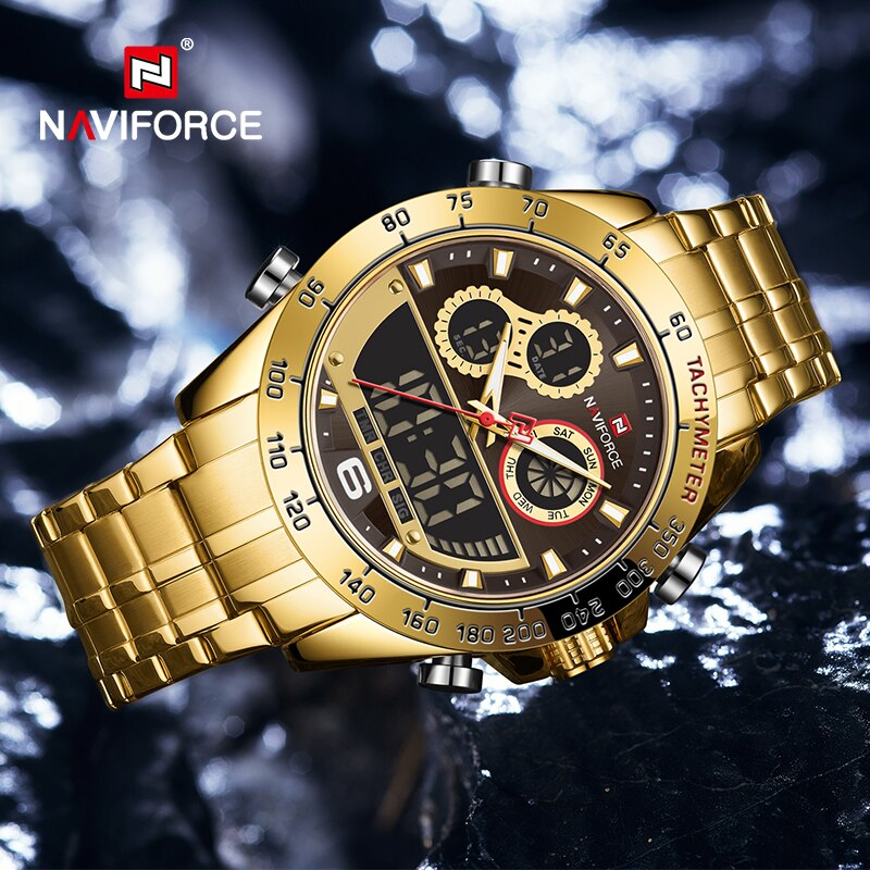 Luxury Gold Watches Mens Military Sport Quartz Digital Chronograph Wrist watch