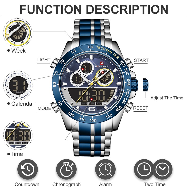 Luxury Gold Watches Mens Military Sport Quartz Digital Chronograph Wrist watch