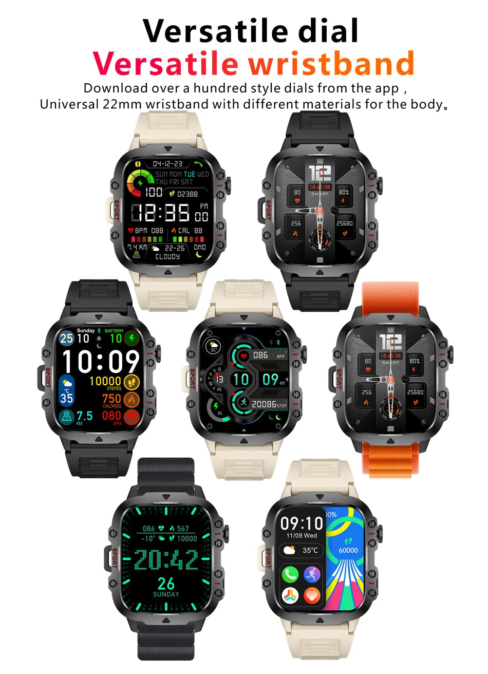 2025 For Xiaomi New Rugged Military GPS Smart Watch Men Bluetooth Call Health Monitoring AI Voice Sports Waterproof Smartwatches