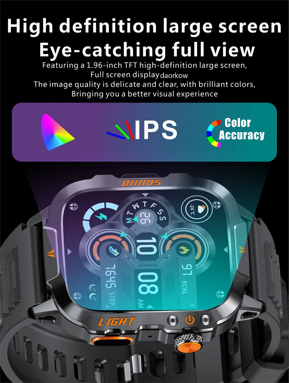 New LIGE Voice Assistant Calling Smartwatch 1.96 inch AMOLED Display Smart Watch 24H Health Monitoring Sports Smartwatch for Men