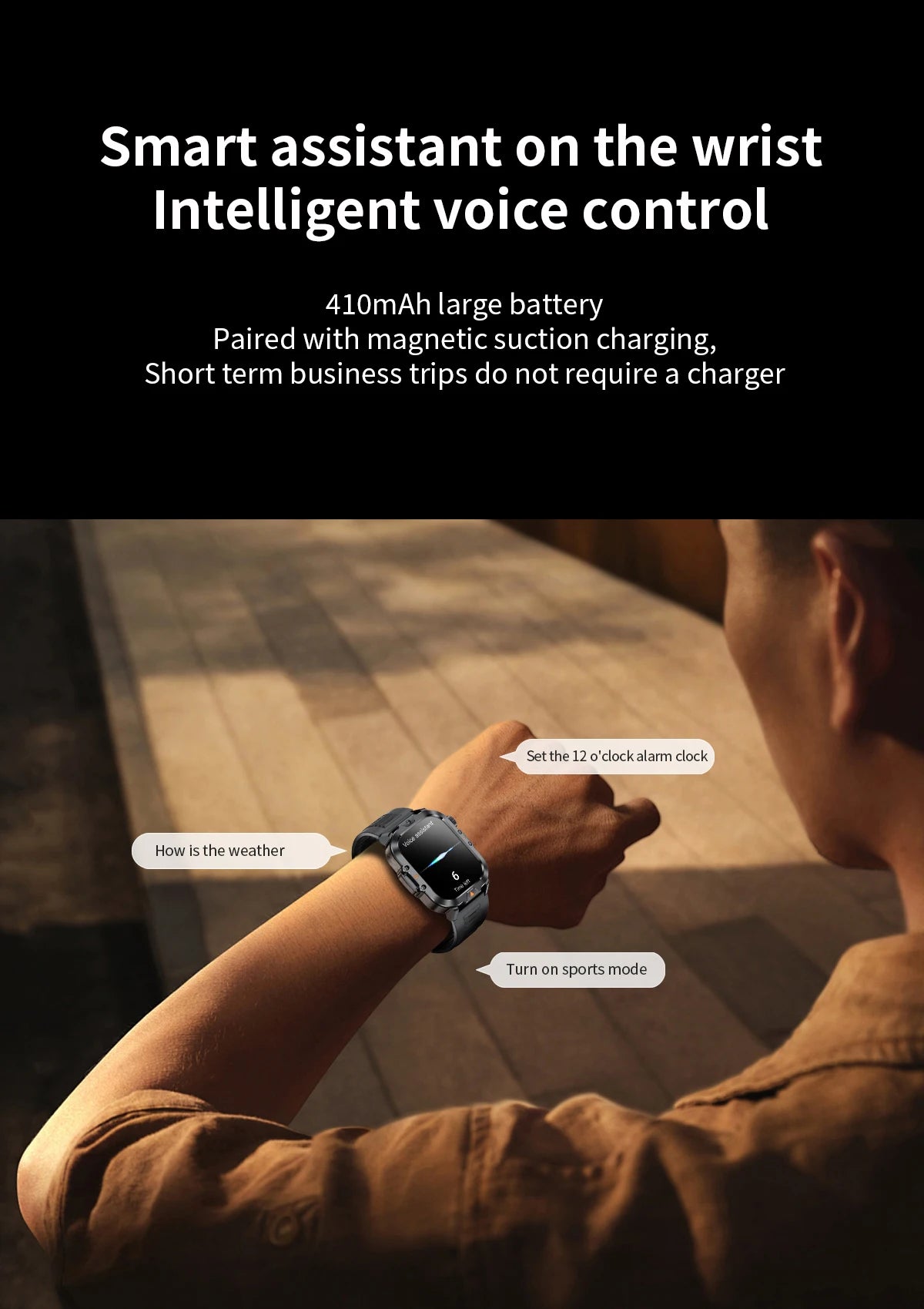 LIGE 2.01-inch HD Screen Men Smart Watch With Flashlight Outdoor Sports Men Watch IP68 Waterproof Health Monitor Call Smartwatch
