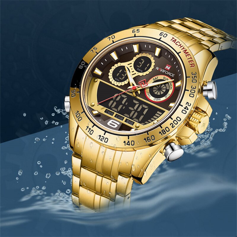Luxury Gold Watches Mens Military Sport Quartz Digital Chronograph Wrist watch