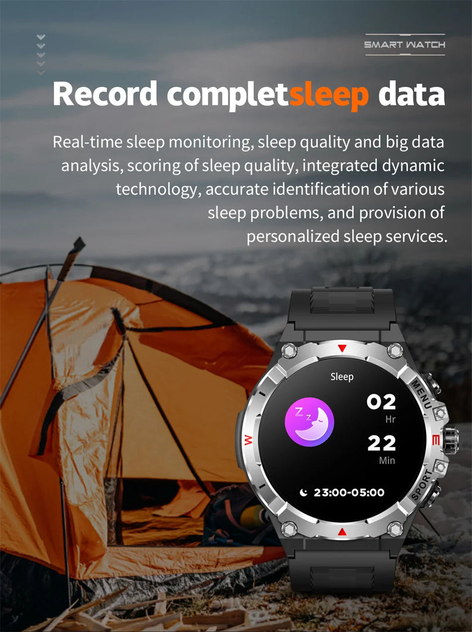 Military Grade AMOLED Smart Watch Men GPS Positioning 500 mAh Large Battery Health Monitoring 100+ Sports Mode Smartwatch 2025