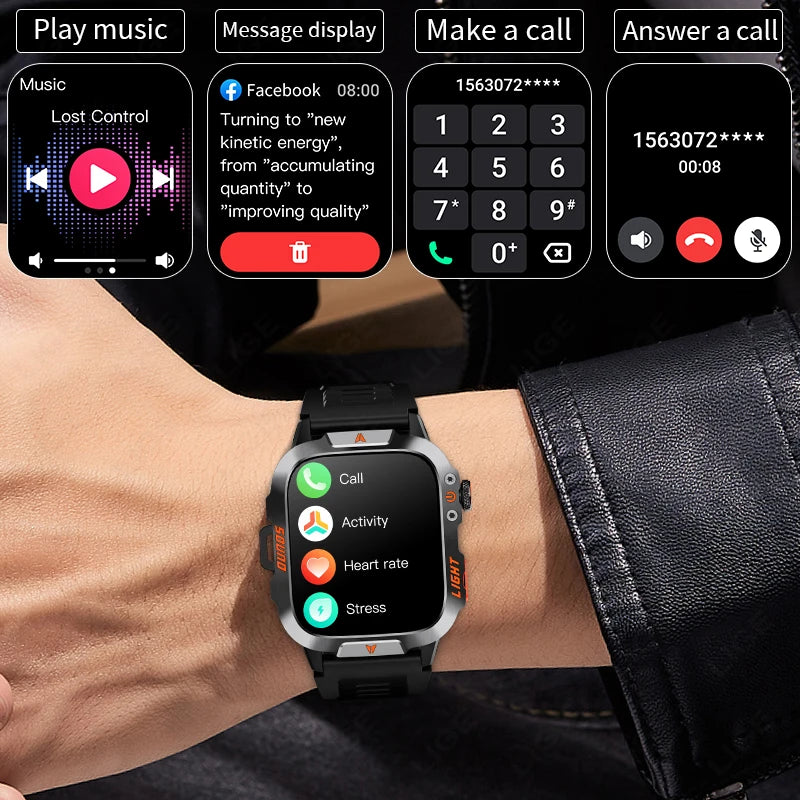 New LIGE Voice Assistant Calling Smartwatch 1.96 inch AMOLED Display Smart Watch 24H Health Monitoring Sports Smartwatch for Men