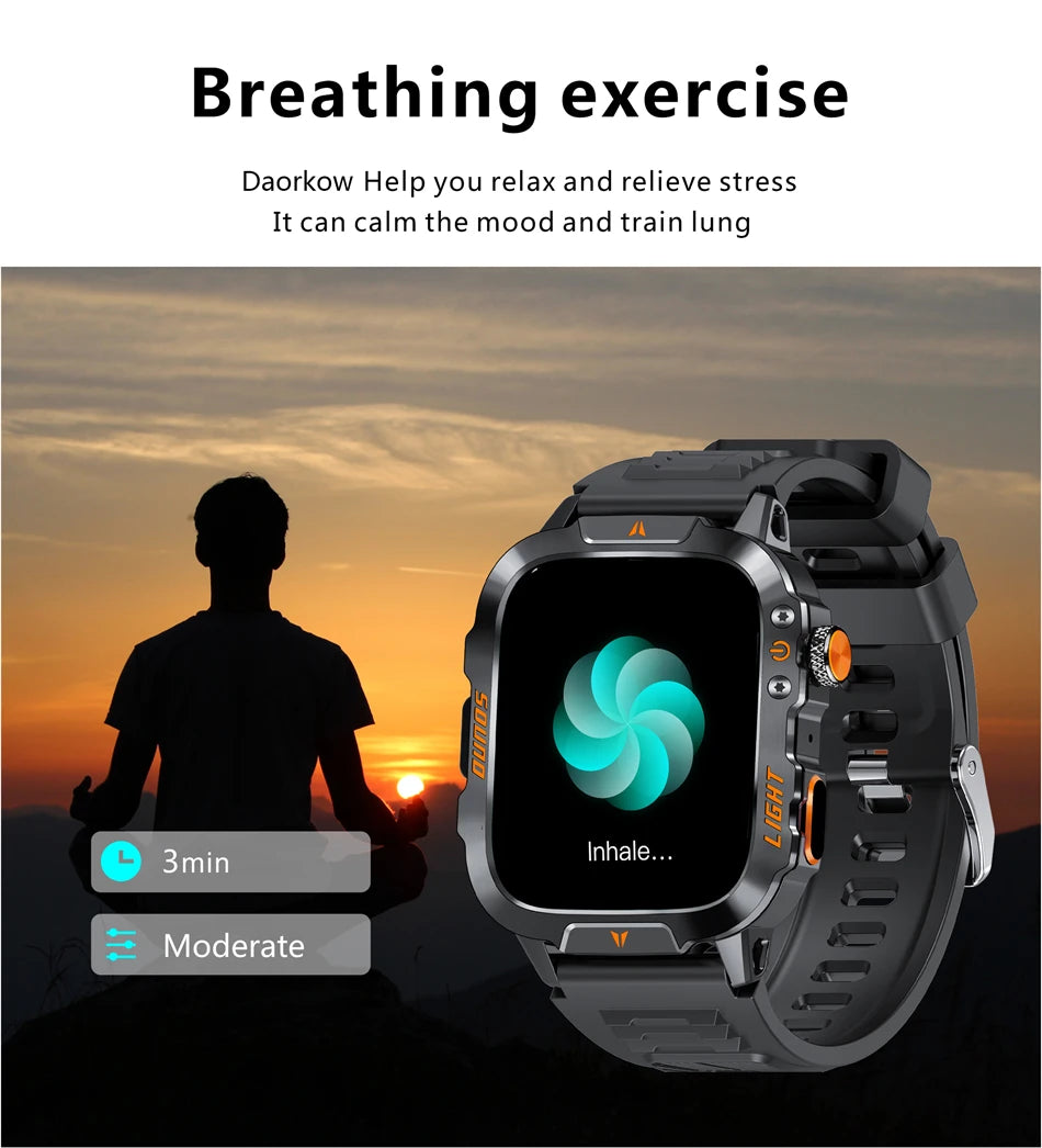 New LIGE Voice Assistant Calling Smartwatch 1.96 inch AMOLED Display Smart Watch 24H Health Monitoring Sports Smartwatch for Men