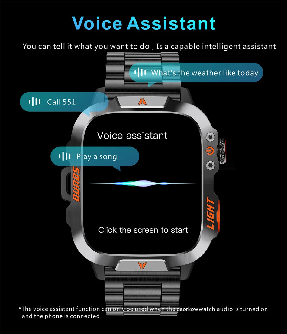New LIGE Voice Assistant Calling Smartwatch 1.96 inch AMOLED Display Smart Watch 24H Health Monitoring Sports Smartwatch for Men