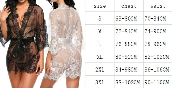 New Sexy Women Lingerie Lace Ruffles Robe See-through Babydoll