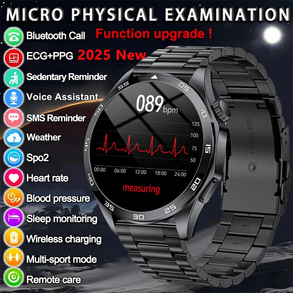 2025 New Smart Watch with ECG Men Blood Pressure Heart Rate Monitoring Sports Watch Bluetooth Call Health Smartwatch for Xiaomi