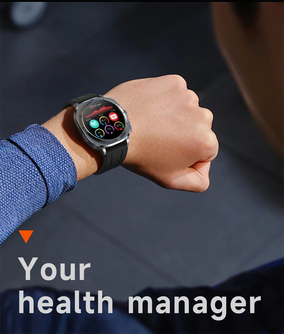2025 New Uric Acid Blood Lipids Health Smartwatch Men Body Fat Blood Pressure Monitor AMOLED Screen NFC Man Smart Watch ECG+PPG