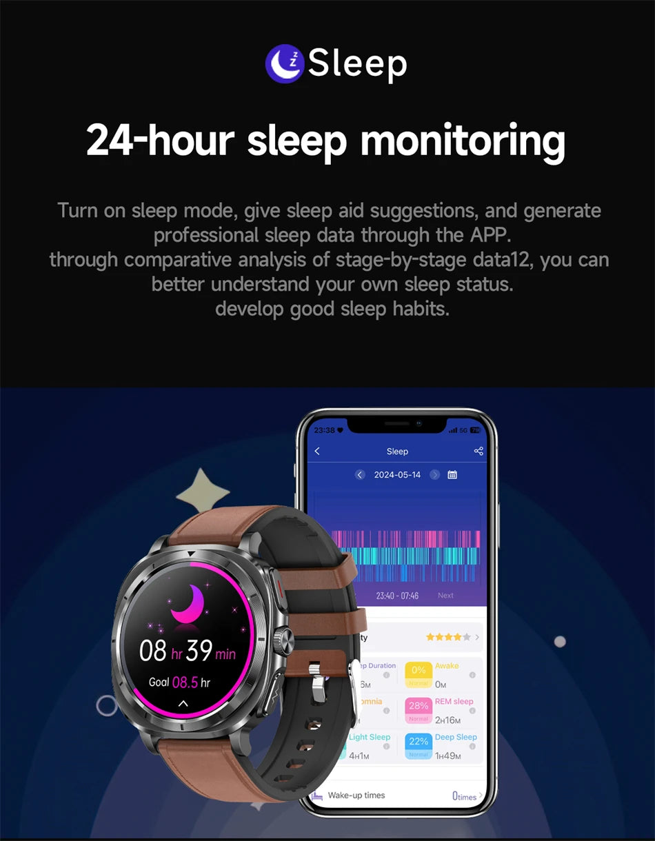 2025 New Uric Acid Blood Lipids Health Smartwatch Men Body Fat Blood Pressure Monitor AMOLED Screen NFC Man Smart Watch ECG+PPG