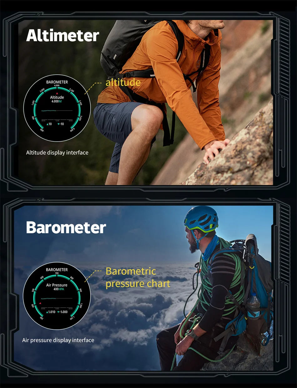 Military Grade AMOLED Smart Watch Men GPS Positioning 500 mAh Large Battery Health Monitoring 100+ Sports Mode Smartwatch 2025