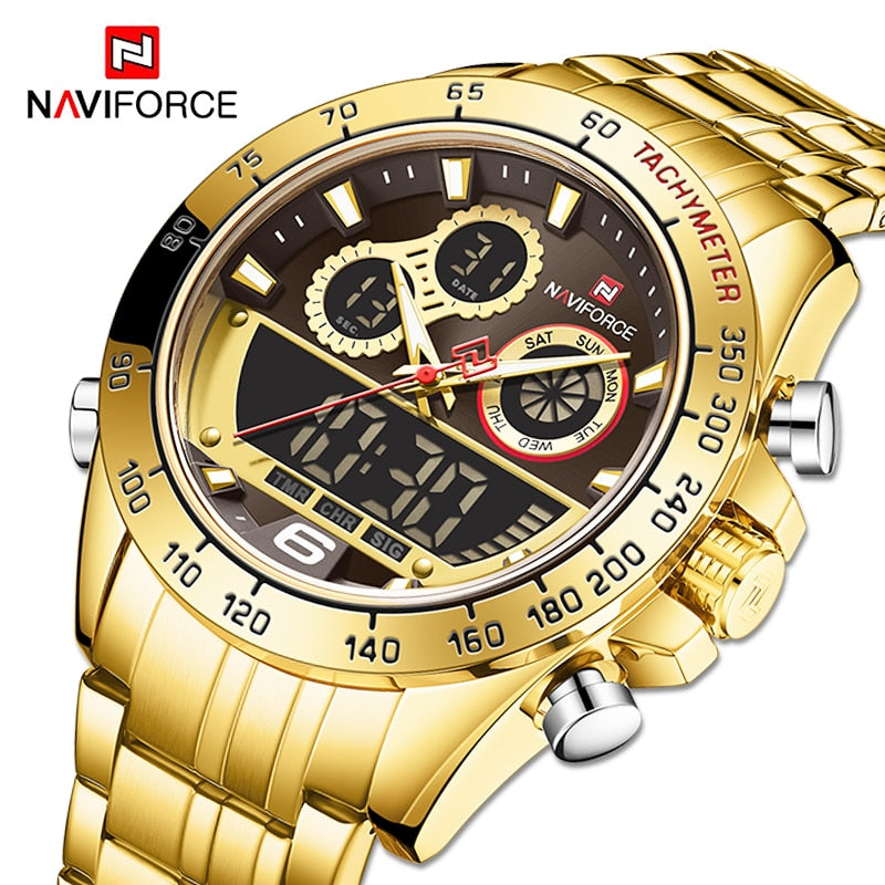 Luxury Gold Watches Mens Military Sport Quartz Digital Chronograph Wrist watch
