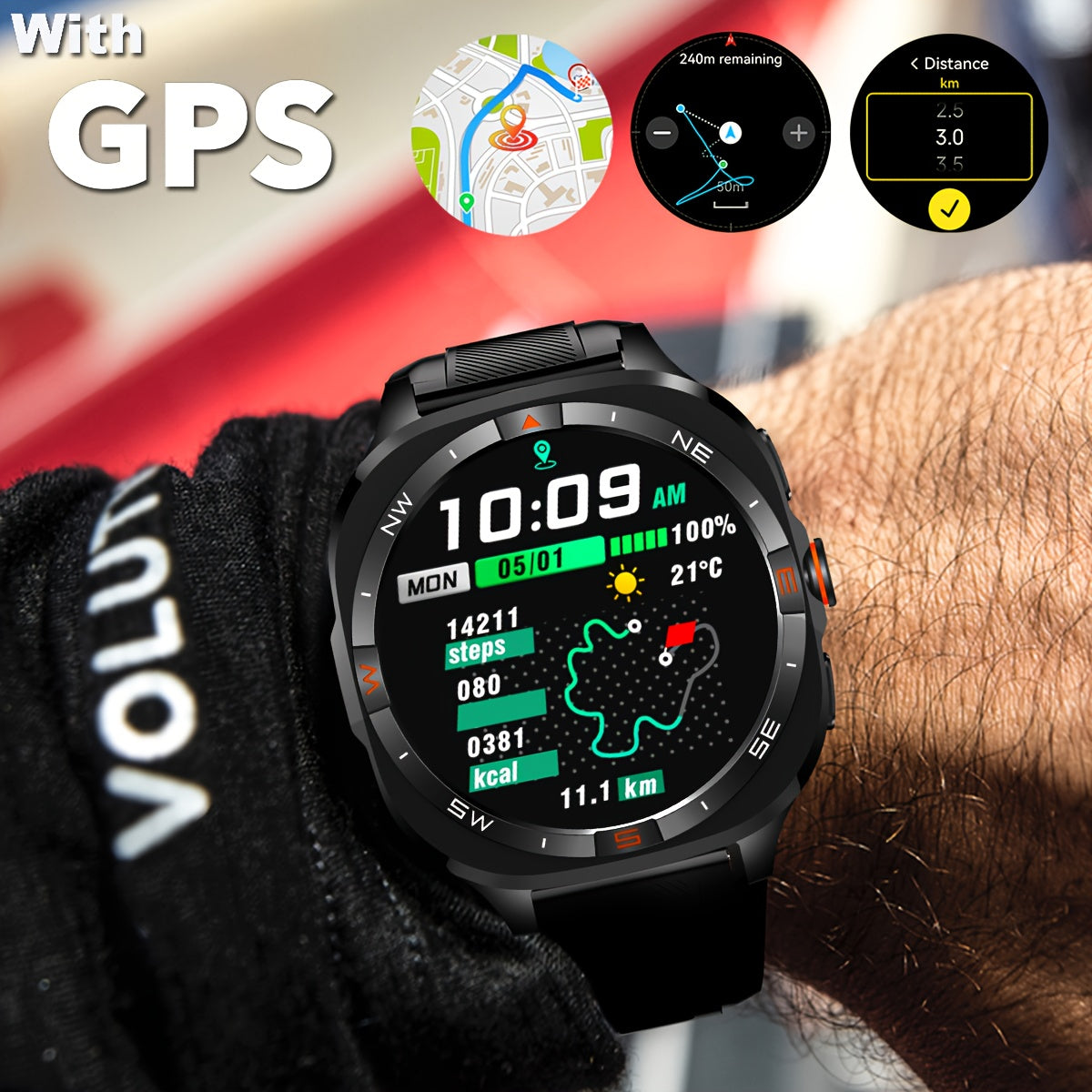 COIUSOR New 1.46-inch GPS Smart Watch, wireless call sync SMS alerts, GPS L1+L5 Dual-Frequency Positioning, Compass, Altitude, Air Pressure, 3D Dly Video Watch Face, 800mAh Large Battery, 100+ sports modes Smartwatch for Fitness Tracking, for IOS and And