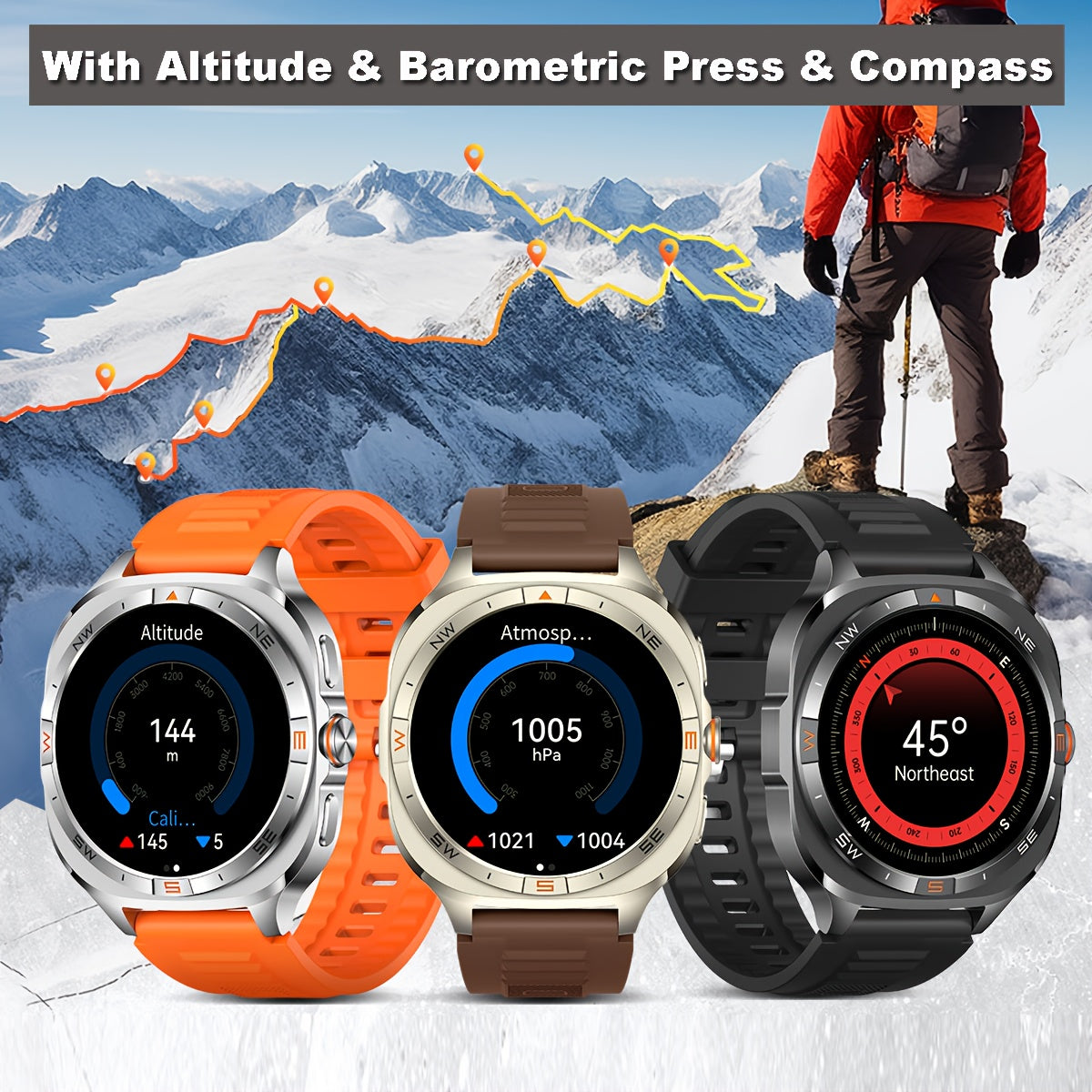 COIUSOR New 1.46-inch GPS Smart Watch, wireless call sync SMS alerts, GPS L1+L5 Dual-Frequency Positioning, Compass, Altitude, Air Pressure, 3D Dly Video Watch Face, 800mAh Large Battery, 100+ sports modes Smartwatch for Fitness Tracking, for IOS and And