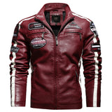 Men Motorcycle Jacket Logo Embroidery Bomber Jacket Slim Fit Coat Biker