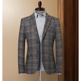 Blazer Striped Jacket Elbow Patch Blazer Tweed Blazers Coat Business