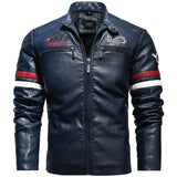 Men Motorcycle Jacket Logo Embroidery Bomber Jacket Slim Fit Coat Biker