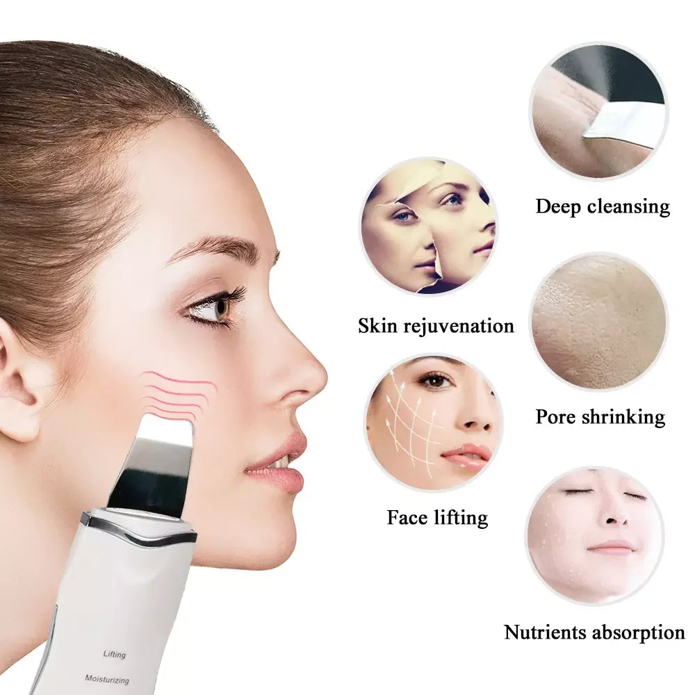 Ultrasonic Skin Scrubber Deep Facial Cleaner