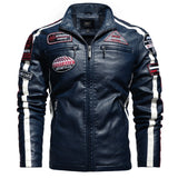 Men Motorcycle Jacket Logo Embroidery Bomber Jacket Slim Fit Coat Biker