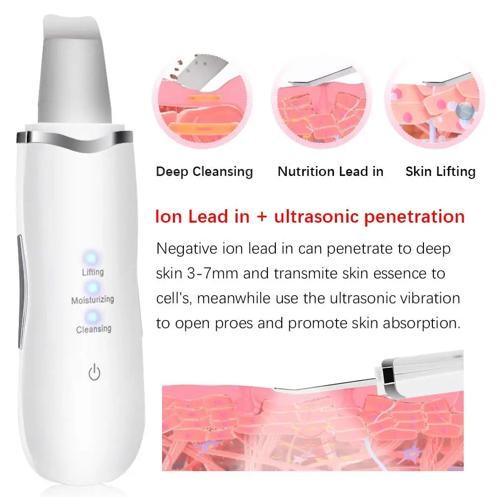 Ultrasonic Skin Scrubber Deep Facial Cleaner