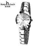 Black Silver Watch Women Quartz Calendar Rhinestone Dress Bracelet