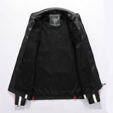 Men Motorcycle Jacket Logo Embroidery Bomber Jacket Slim Fit Coat Biker