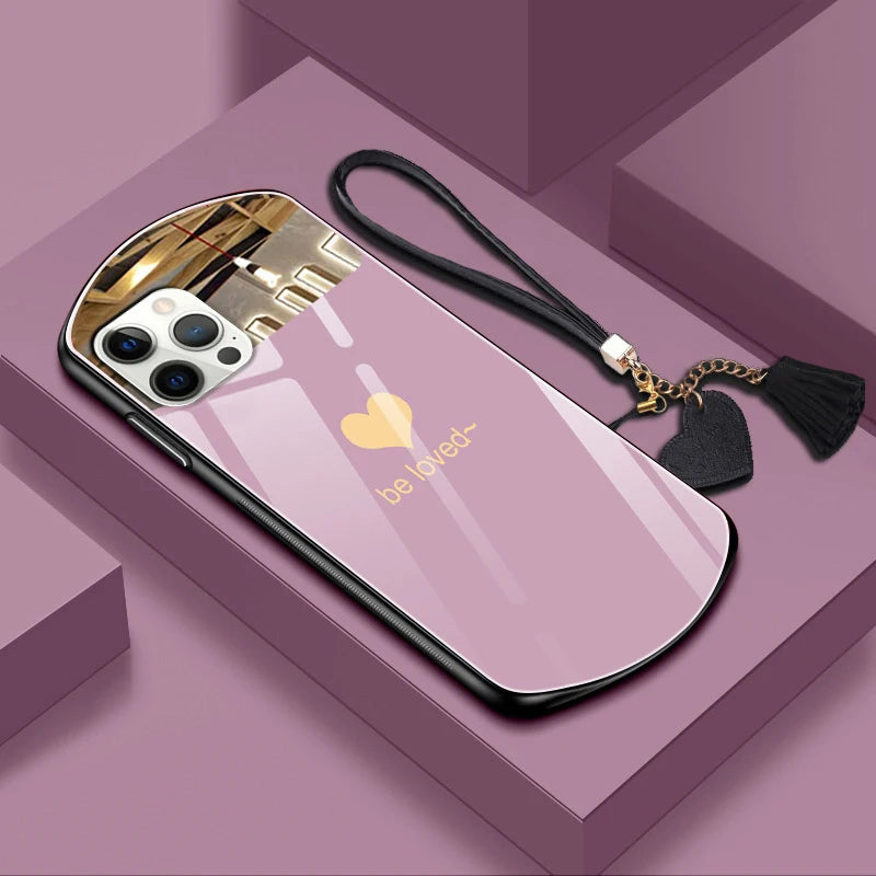 iPhone 16 15 14 13 12 11 Pro XS Max X 8 7 Plus Mirror Lanyard Cover