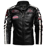 Men Motorcycle Jacket Logo Embroidery Bomber Jacket Slim Fit Coat Biker