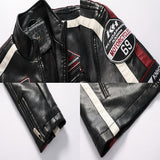 Men Motorcycle Jacket Logo Embroidery Bomber Jacket Slim Fit Coat Biker