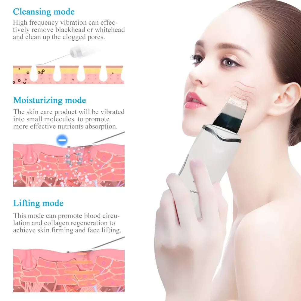 Ultrasonic Skin Scrubber Deep Facial Cleaner