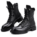 Luxury Design Men Motorcycle Boots Genuine Leather Lace-Up