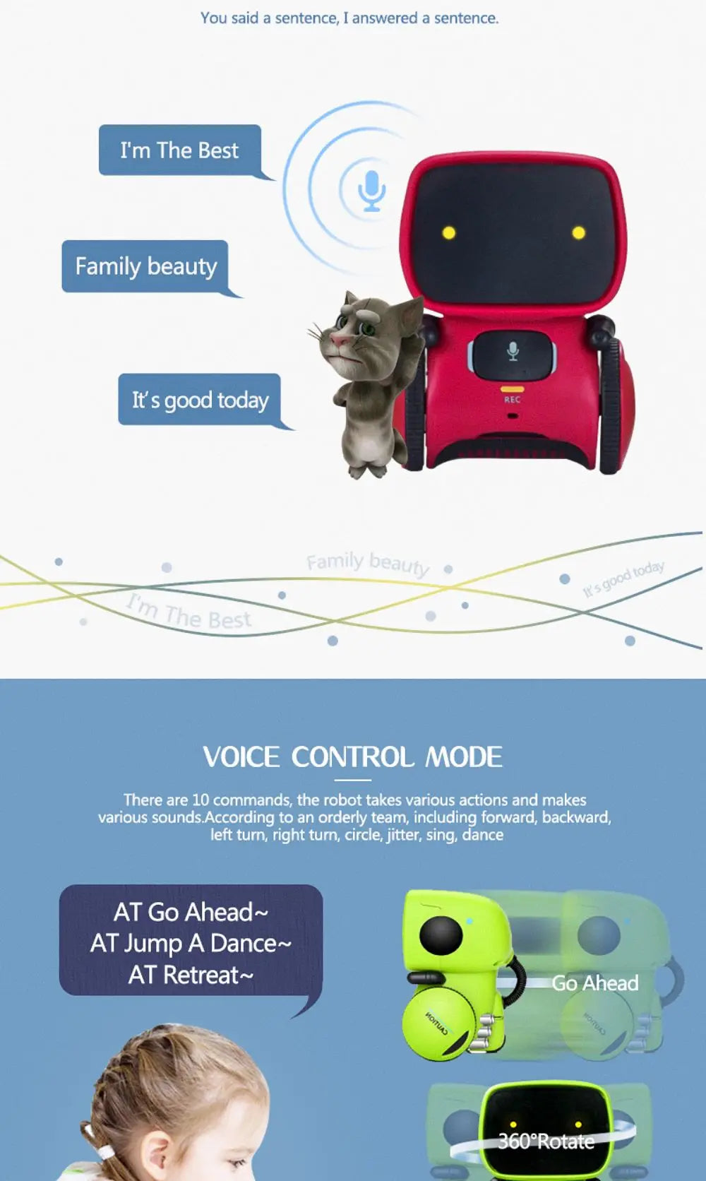 Toy Robot Voice Control Interactive Robot Cute Toy Smart Robot for Kids Dance Voice Command Touch Control Toys birthday Gifts