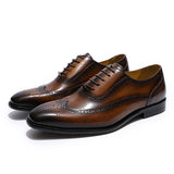 Classic Wing-tip Brogue Style Oxford Mens Dress Shoes Business Genuine Leather