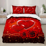 Red Rose Duvet Cover Set King Size, Red and White Comforter Cover
