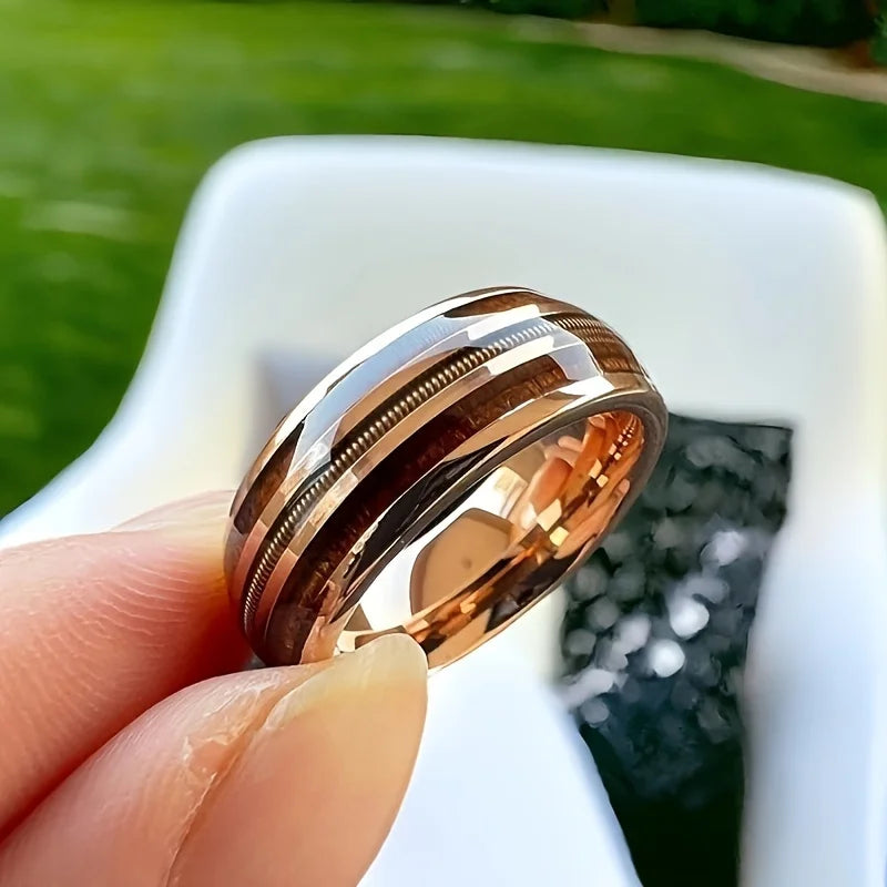 Men's Fashion 8mm Stainless Steel Wedding Engagement Ring,