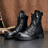 Luxury Design Men Motorcycle Boots Genuine Leather Lace-Up