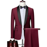 Men Skinny 3 Pieces Set Formal Slim Fit Tuxedo Prom Suit