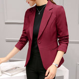 Formal Slim Blazers Lady Office Work Suit Pockets Jackets Coat Female