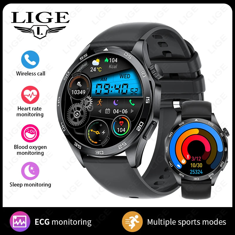 2025 New Smart Watch with ECG Men Blood Pressure Heart Rate Monitoring Sports Watch Bluetooth Call Health Smartwatch for Xiaomi