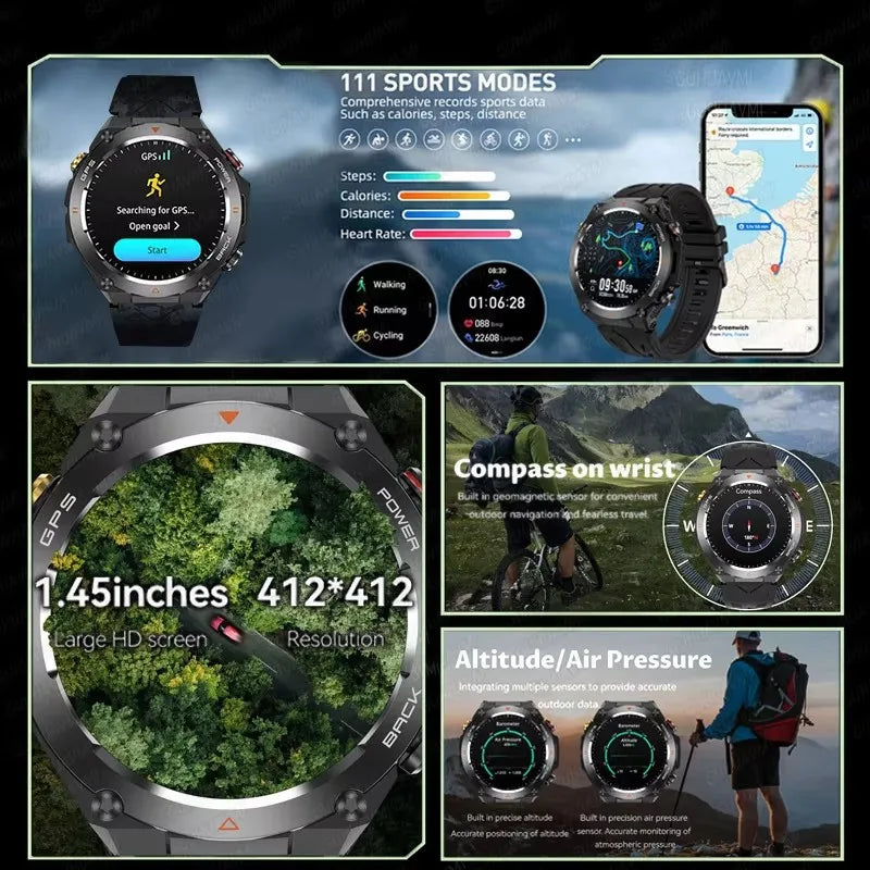 GPS Smart Watch Men Women Call Outdoor Sports Fitness Tracking Waterproof Watch Compass Heartrate Health Monitor Smartwatches