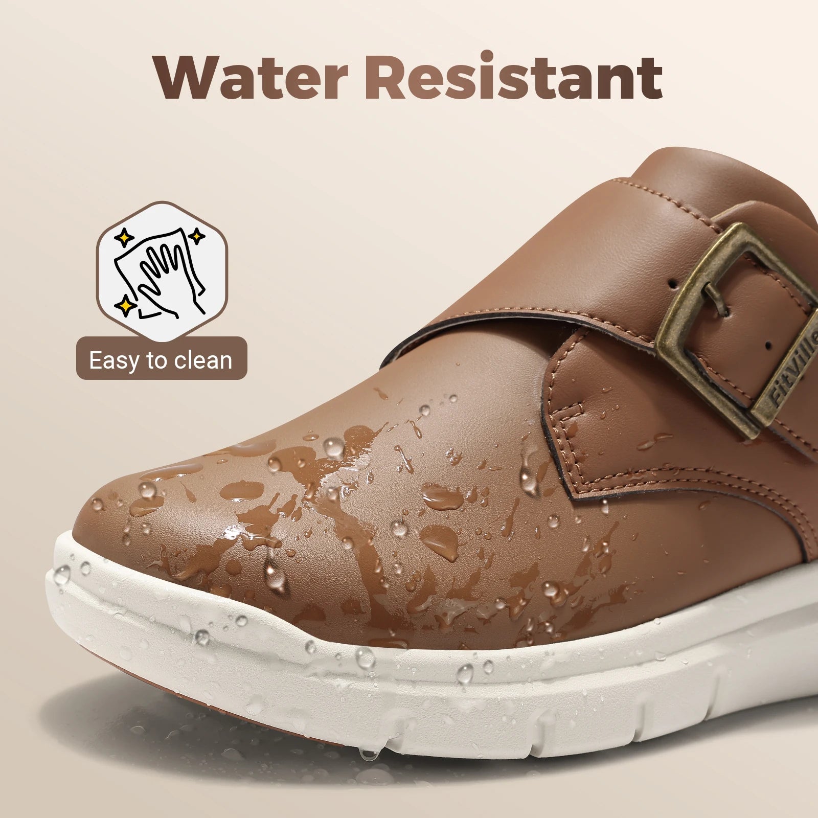 FitVille Men's Leather Shoes Wide Shoes for Swollen Feet Men's Diabetic Walking Shoes for Outdoor Business Walking Shoe