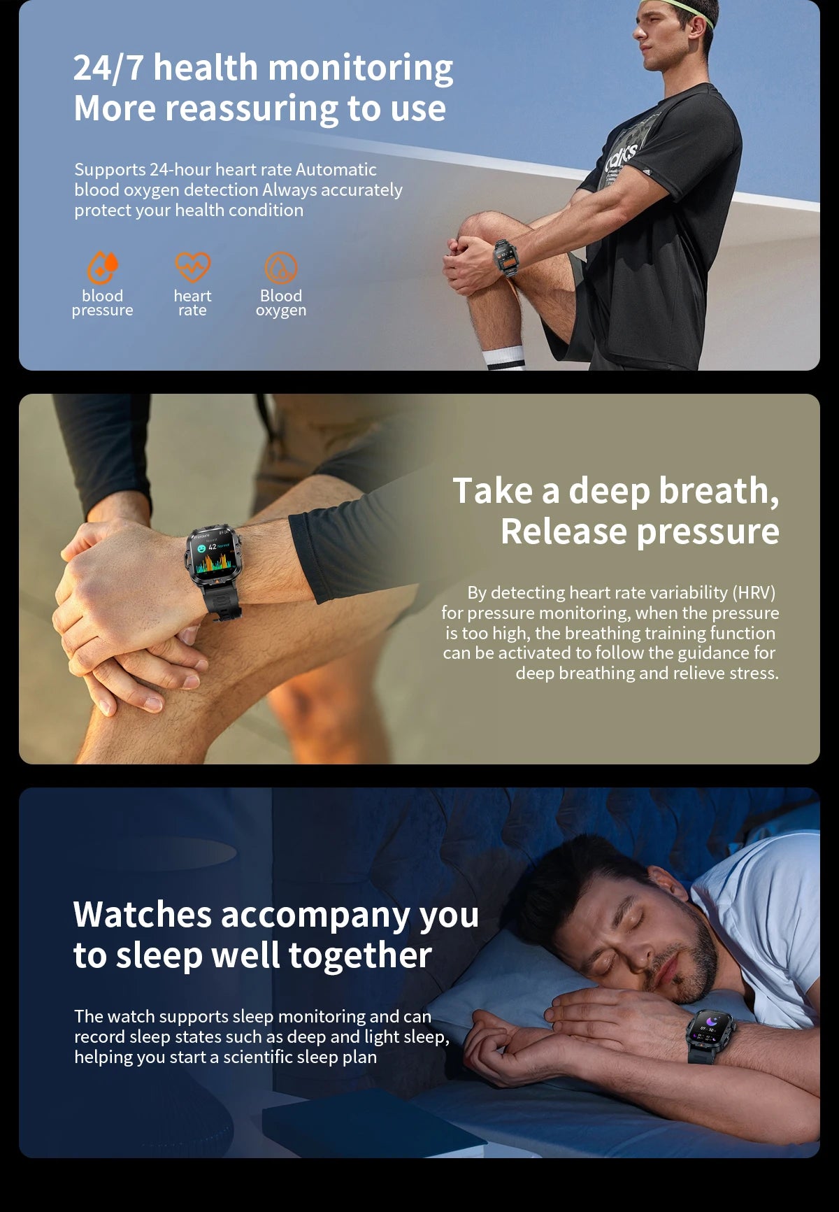 LIGE 2.01-inch HD Screen Men Smart Watch With Flashlight Outdoor Sports Men Watch IP68 Waterproof Health Monitor Call Smartwatch