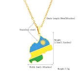 Titanium Steel Rwanda Map African Enamel Trendy Gold Silver Color