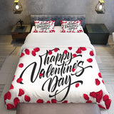 Red Rose Duvet Cover Set King Size, Red and White Comforter Cover